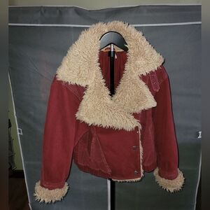 Free People Owen Wine and Cream Jacket
